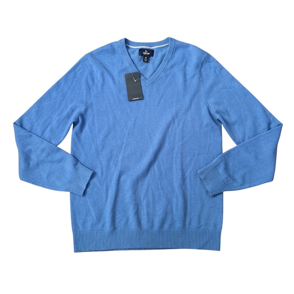 Lands' End Sweater Mens Blue 100% Cashmere V-Neck NWT SIZE‎ M 38-40